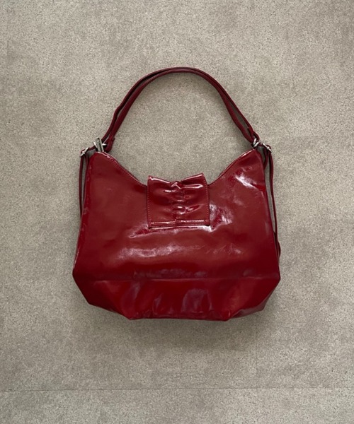 Mejoul（メジュール）の「【2WAY】ギャザーリボン リュック ショルダーレザー トートバッグ（ショルダーバッグ・レディース・シルバー/ブラック/レッド/ホワイト・F）」の9枚目の写真