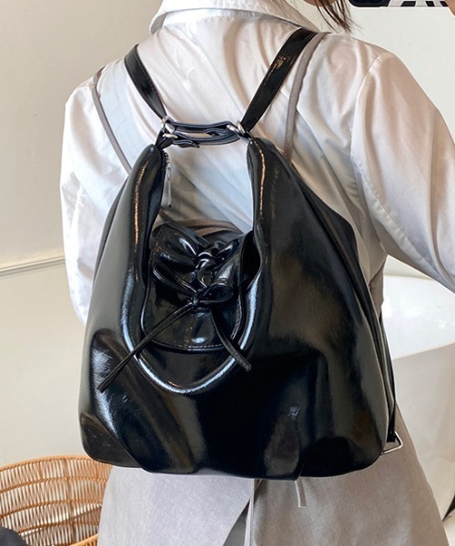 Mejoul（メジュール）の「【2WAY】ギャザーリボン リュック ショルダーレザー トートバッグ（ショルダーバッグ・レディース・シルバー/ブラック/レッド/ホワイト・F）」の17枚目の写真