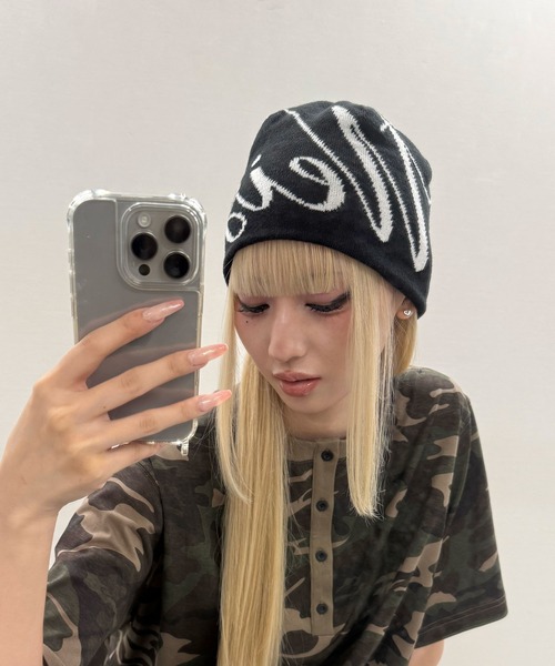 Figments（フィグメンツ）の「レターロゴワッチ（ニットキャップ/ビーニー・レディース・ブラック/グレー・FREE）」の7枚目の写真