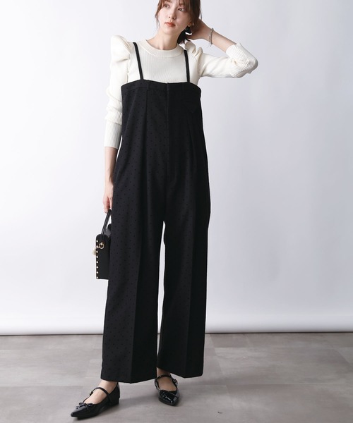 PICCIN PERLA（ピッチンペルラ）の「ハートフロッキーサロペット（サロペット/オーバーオール・レディース・チャコールグレー/ブラック・M）」の3枚目の写真