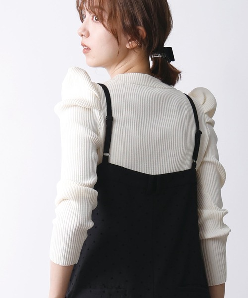 PICCIN PERLA（ピッチンペルラ）の「ハートフロッキーサロペット（サロペット/オーバーオール・レディース・チャコールグレー/ブラック・M）」の8枚目の写真