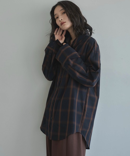 feepur(フェピュール)の「チェックオーバーシャツ(シャツ/ブラウス・レディース・オフホワイト/ネイビー・MEDIUM)」の4枚目の写真