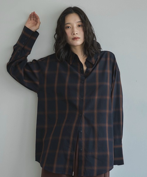 feepur(フェピュール)の「チェックオーバーシャツ(シャツ/ブラウス・レディース・オフホワイト/ネイビー・MEDIUM)」の5枚目の写真