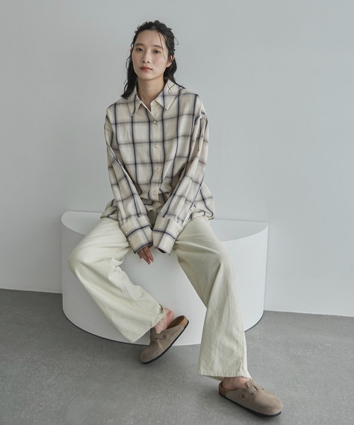 feepur(フェピュール)の「チェックオーバーシャツ(シャツ/ブラウス・レディース・オフホワイト/ネイビー・MEDIUM)」の17枚目の写真