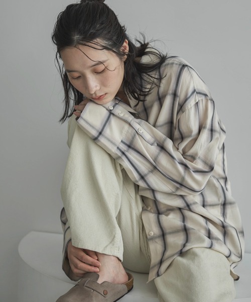 feepur(フェピュール)の「チェックオーバーシャツ(シャツ/ブラウス・レディース・オフホワイト/ネイビー・MEDIUM)」の11枚目の写真