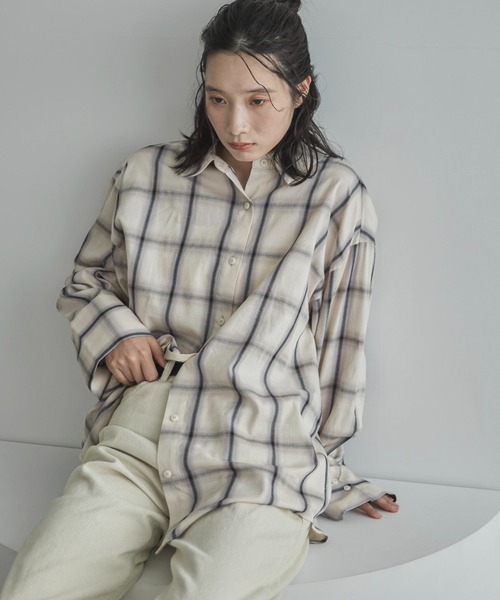 feepur(フェピュール)の「チェックオーバーシャツ(シャツ/ブラウス・レディース・オフホワイト/ネイビー・MEDIUM)」の3枚目の写真