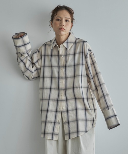 feepur(フェピュール)の「チェックオーバーシャツ(シャツ/ブラウス・レディース・オフホワイト/ネイビー・MEDIUM)」の19枚目の写真