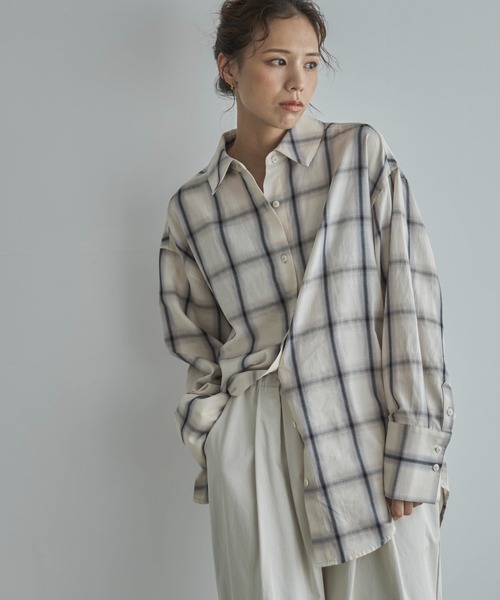 feepur(フェピュール)の「チェックオーバーシャツ(シャツ/ブラウス・レディース・オフホワイト/ネイビー・MEDIUM)」の18枚目の写真