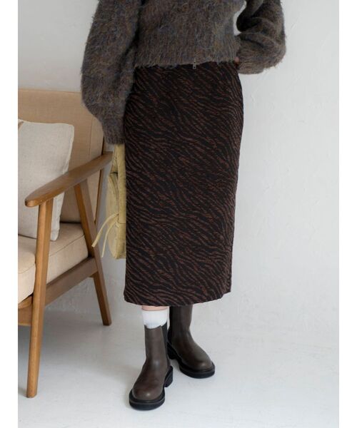 Ungrid（アングリッド）の「アニマルジャカードスカート（スカート・レディース・ブラウン/ベージュ・FREE）」の3枚目の写真