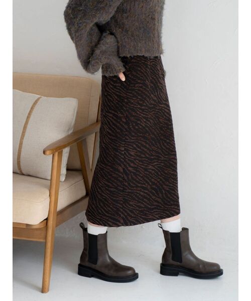 Ungrid（アングリッド）の「アニマルジャカードスカート（スカート・レディース・ブラウン/ベージュ・FREE）」の4枚目の写真