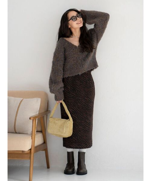 Ungrid（アングリッド）の「アニマルジャカードスカート（スカート・レディース・ブラウン/ベージュ・FREE）」の6枚目の写真