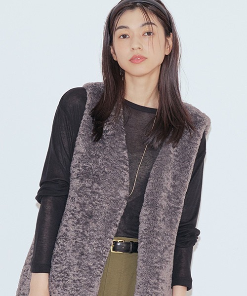 studio CLIP（スタディオクリップ）の「【吸湿発熱・吸放湿性】ウールミックスシアークルーネックプルオーバー[プラスサイズあり]（Tシャツ/カットソー・レディース・その他7/オフホワイト/その他8/ライトグレー/ボルドー/ライトグリーン・FREE/ﾌﾘｰ(L)）」の6枚目の写真