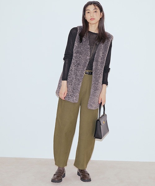 studio CLIP（スタディオクリップ）の「【吸湿発熱・吸放湿性】ウールミックスシアークルーネックプルオーバー[プラスサイズあり]（Tシャツ/カットソー・レディース・その他7/オフホワイト/その他8/ライトグレー/ボルドー/ライトグリーン・FREE/ﾌﾘｰ(L)）」の7枚目の写真