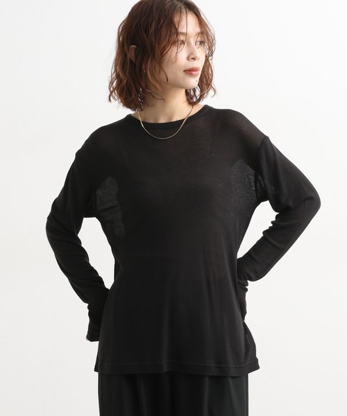 studio CLIP（スタディオクリップ）の「【吸湿発熱・吸放湿性】ウールミックスシアークルーネックプルオーバー[プラスサイズあり]（Tシャツ/カットソー・レディース・その他7/オフホワイト/その他8/ライトグレー/ボルドー/ライトグリーン・FREE/ﾌﾘｰ(L)）」の9枚目の写真