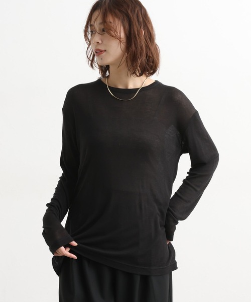 studio CLIP（スタディオクリップ）の「【吸湿発熱・吸放湿性】ウールミックスシアークルーネックプルオーバー[プラスサイズあり]（Tシャツ/カットソー・レディース・その他7/オフホワイト/その他8/ライトグレー/ボルドー/ライトグリーン・FREE/ﾌﾘｰ(L)）」の10枚目の写真