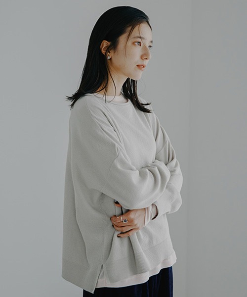 studio CLIP（スタディオクリップ）の「【吸湿発熱・吸放湿性】ウールミックスシアークルーネックプルオーバー[プラスサイズあり]（Tシャツ/カットソー・レディース・その他7/オフホワイト/その他8/ライトグレー/ボルドー/ライトグリーン・FREE/ﾌﾘｰ(L)）」の14枚目の写真