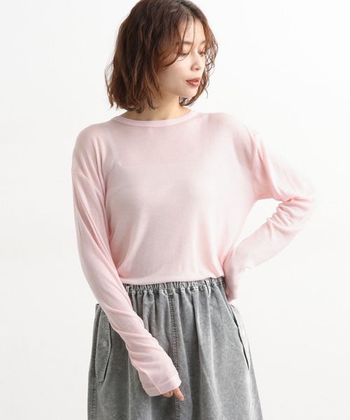 studio CLIP（スタディオクリップ）の「【吸湿発熱・吸放湿性】ウールミックスシアークルーネックプルオーバー[プラスサイズあり]（Tシャツ/カットソー・レディース・その他7/オフホワイト/その他8/ライトグレー/ボルドー/ライトグリーン・FREE/ﾌﾘｰ(L)）」の15枚目の写真