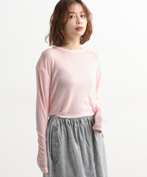 studio CLIP（スタディオクリップ）の「【吸湿発熱・吸放湿性】ウールミックスシアークルーネックプルオーバー[プラスサイズあり]（Tシャツ/カットソー・レディース・その他7/オフホワイト/その他8/ライトグレー/ボルドー/ライトグリーン・FREE/ﾌﾘｰ(L)）」の16枚目の写真