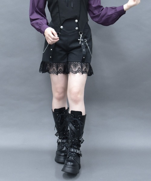 NIBBLE POISON(ニブルポイズン)の「レースフリルショートパンツ(その他パンツ・レディース・ブラック/ワイン/ネイビー・MEDIUM)」の2枚目の写真