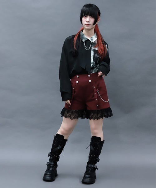 NIBBLE POISON(ニブルポイズン)の「レースフリルショートパンツ(その他パンツ・レディース・ブラック/ワイン/ネイビー・MEDIUM)」の7枚目の写真
