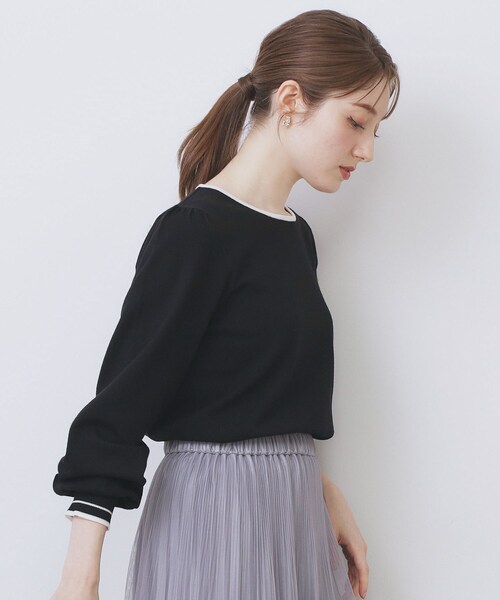 index(インデックス)の「バイカラーパフスリーブニット【洗濯機OK】(ニット/セーター・レディース・ホワイト系7/ブラック系4/ブラウン系その他5/ピンク系9/ベージュ系その他7・36/38/40/42)」の11枚目の写真