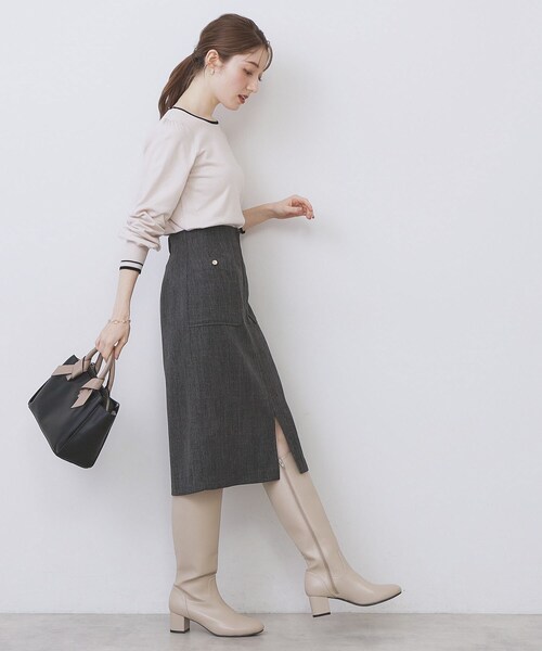 index(インデックス)の「バイカラーパフスリーブニット【洗濯機OK】(ニット/セーター・レディース・ホワイト系7/ブラック系4/ブラウン系その他5/ピンク系9/ベージュ系その他7・36/38/40/42)」の6枚目の写真