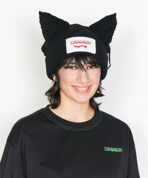 Charles Jeffrey Loverboy（チャールズジェフリーラバーボーイ）の「Charles Jeffrey LOVERBOY/チャールズジェフリーラバーボーイ/CHUNKY EARS BEANIE（ニットキャップ/ビーニー・メンズ・ブラック/ホワイト・F）」の21枚目の写真