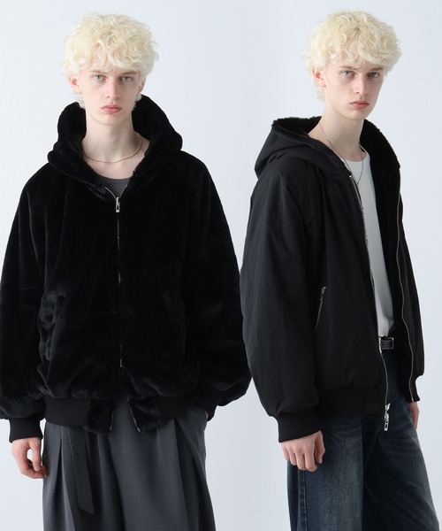 極美品 HALE ハレ リバーシブル エコレザー ファーブルゾン F ブラック リバーシブルファーフードブルゾン(HARE)（ブルゾン）｜HARE（ハレ）の