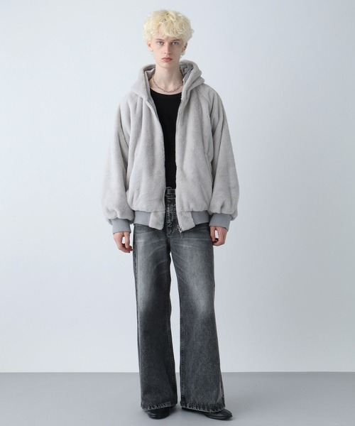 HARE（ハレ）の「リバーシブルファーフードブルゾン(HARE)（ブルゾン・メンズ・グレー/ブラック・SMALL/MEDIUM）」の7枚目の写真