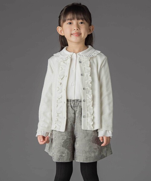 BeBe Petits Pois Vert（ベベプチポワヴェール）の「ラメニットフリルカーディガン（カーディガン/ボレロ・キッズ・ホワイト/グレー・110cm/130cm/140cm/120cm/150cm）」の6枚目の写真