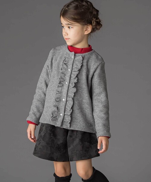 BeBe Petits Pois Vert（ベベプチポワヴェール）の「ラメニットフリルカーディガン（カーディガン/ボレロ・キッズ・ホワイト/グレー・110cm/130cm/140cm/120cm/150cm）」の8枚目の写真