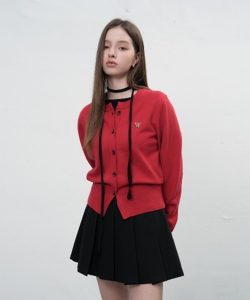 GENERAL IDEA（ジェネラルアイデア）の「essential crew neck cardigan ロゴ入りラウンドネック長袖カーディガン（カーディガン/ボレロ・レディース・グレー/ブラック/パープル/ネイビー/オートミール/チャコール/レッド/キャメル/ホワイト・L/M/S/XS）」の9枚目の写真