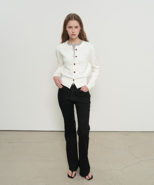 【GENERAL IDEA】ロゴ入りラウンドネック長袖カーディガン / ESSENTIAL CREW NECK CARDIGAN(カーディガン/ボレロ)|GENERAL IDEA(ジェネラルアイデア)