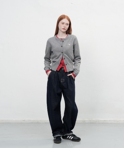 【GENERAL IDEA】ロゴ入りラウンドネック長袖カーディガン / ESSENTIAL CREW NECK CARDIGAN(カーディガン/ボレロ)|GENERAL IDEA(ジェネラルアイデア)