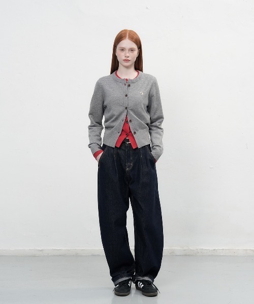 【GENERAL IDEA】ロゴ入りラウンドネック長袖カーディガン / ESSENTIAL CREW NECK CARDIGAN(カーディガン/ボレロ)|GENERAL IDEA(ジェネラルアイデア)