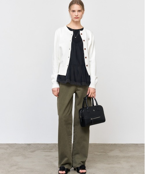 GENERAL IDEA（ジェネラルアイデア）の「essential crew neck cardigan ロゴ入りラウンドネック長袖カーディガン（カーディガン/ボレロ・レディース・グレー/ブラック/パープル/ネイビー/オートミール/チャコール/レッド/キャメル/ホワイト・L/M/S/XS）」の13枚目の写真