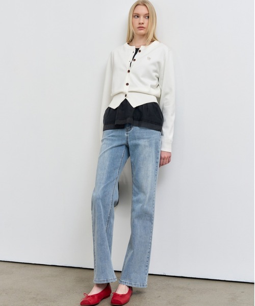 GENERAL IDEA（ジェネラルアイデア）の「essential crew neck cardigan ロゴ入りラウンドネック長袖カーディガン（カーディガン/ボレロ・レディース・グレー/ブラック/パープル/ネイビー/オートミール/チャコール/レッド/キャメル/ホワイト・L/M/S/XS）」の15枚目の写真