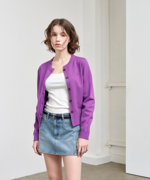 【GENERAL IDEA】ロゴ入りラウンドネック長袖カーディガン / ESSENTIAL CREW NECK CARDIGAN(カーディガン/ボレロ)|GENERAL IDEA(ジェネラルアイデア)