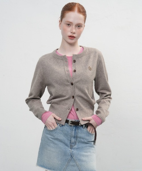 【GENERAL IDEA】ロゴ入りラウンドネック長袖カーディガン / ESSENTIAL CREW NECK CARDIGAN(カーディガン/ボレロ)|GENERAL IDEA(ジェネラルアイデア)