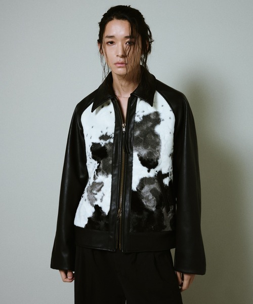 faux haircalf leather jacket / フェイクハラコレザージャケット