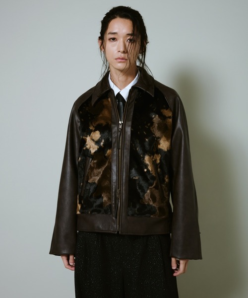 faux haircalf leather jacket / フェイクハラコレザージャケット