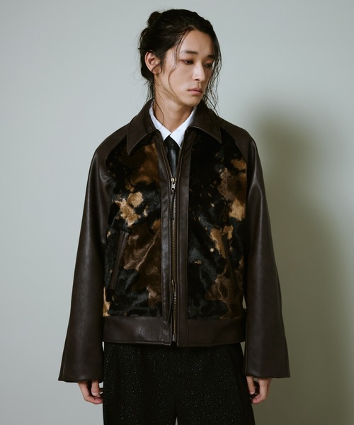 faux haircalf leather jacket / フェイクハラコレザージャケット