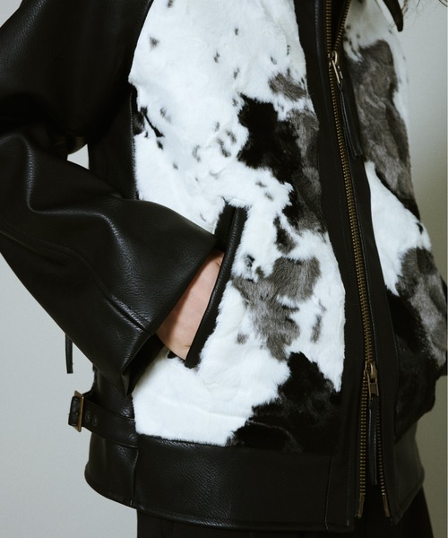 faux haircalf leather jacket / フェイクハラコレザージャケット