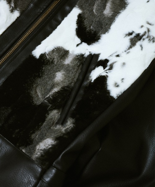 Camphor wood フェイクハラコレザージャケット FAUX HAIRCALF LEATHER JACKET – CAMPHOR WOOD - OFFICIAL ONLINE