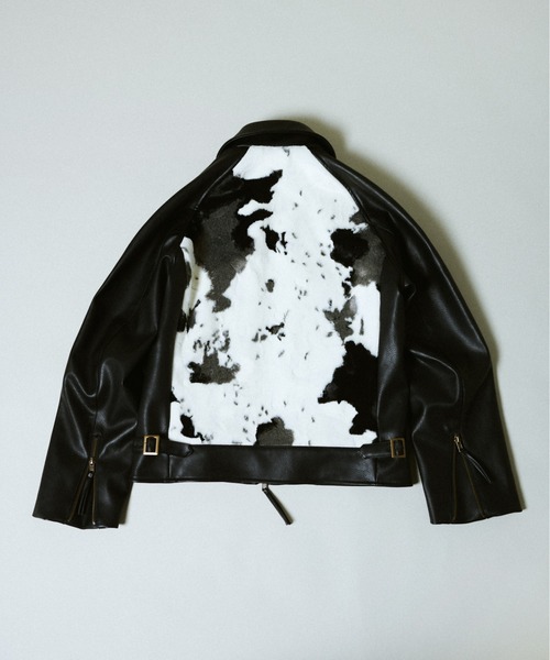 faux haircalf leather jacket / フェイクハラコレザージャケット
