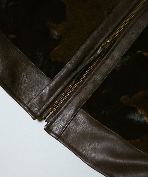 Camphor wood（カンファーウッド）の「faux haircalf leather jacket / フェイクハラコレザージャケット（その他アウター・メンズ・ブラウン系/ブラック系・MEDIUM/LARGE）」の14枚目の写真
