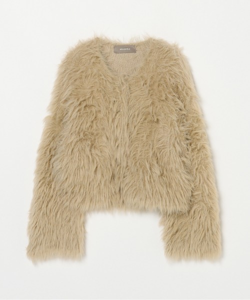 HELIOPOLE（エリオポール）の「FUR KNIT CARDIGAN（カーディガン/ボレロ・レディース・ベージュ/グレー・38）」の4枚目の写真