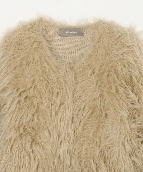 HELIOPOLE（エリオポール）の「FUR KNIT CARDIGAN（カーディガン/ボレロ・レディース・ベージュ/グレー・38）」の6枚目の写真