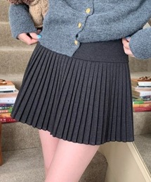 Wool micro pleats mini skirt