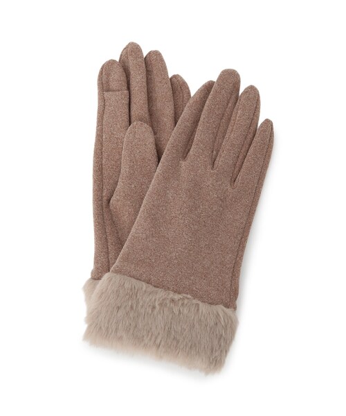 ITS'DEMO（イッツデモ）の「【手洗い可】ファーカフスジャージグローブ（手袋・レディース・ブラウン系/ブラック/チャコールグレー/ダークブラウン・00）」の4枚目の写真